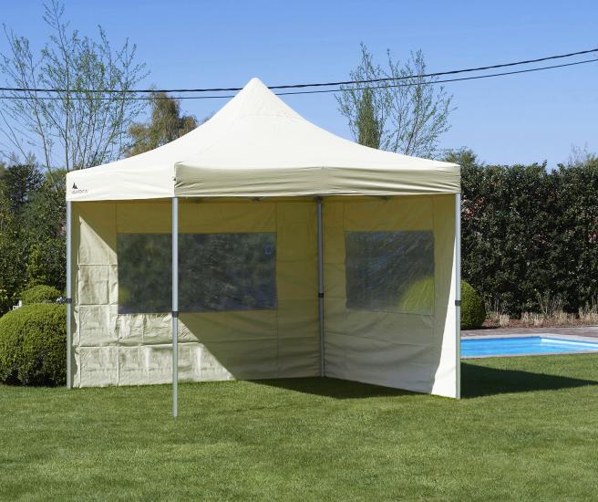 3 x 3 m - zwarte vouwtent Premium AluHex met zijwanden