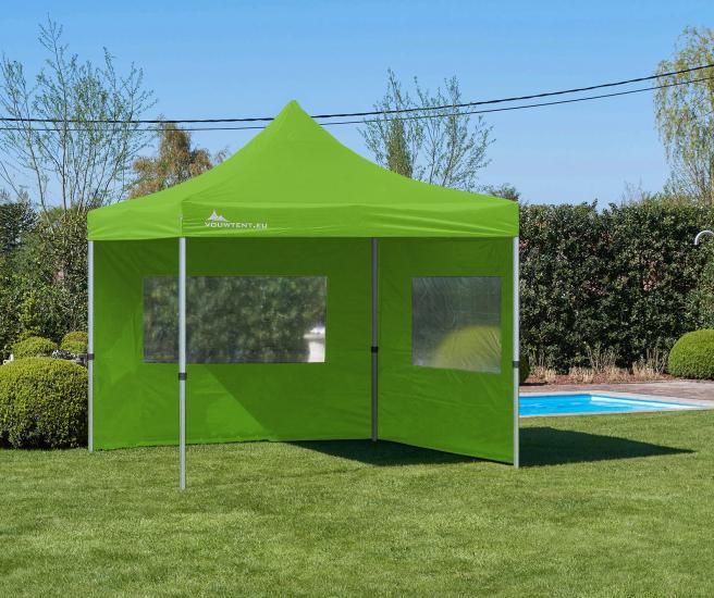 3 x 3 m - groen vouwtent Premium AluHex met zijwanden