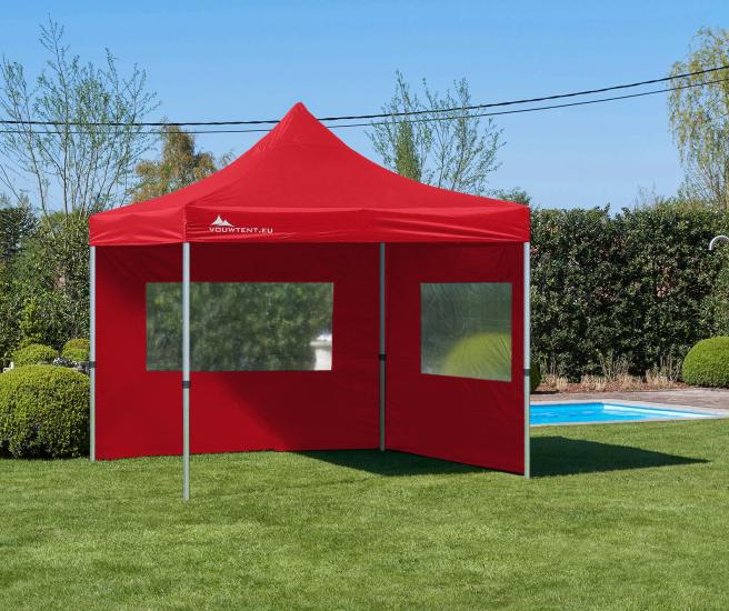 3 x 3 m - rood vouwtent Premium AluHex met zijwanden