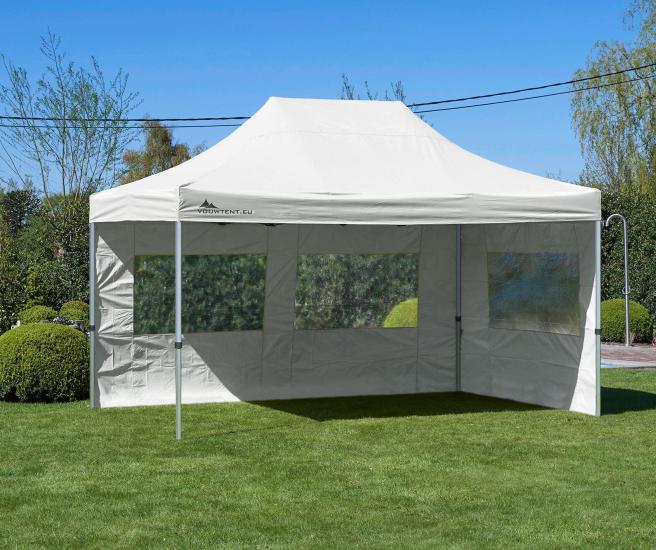 3 x 4,5 m - wit vouwtent Premium AluHex met zijwanden