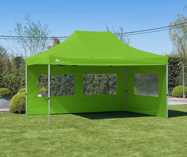 3 x 4,5 m - groen vouwtent Premium AluHex met zijwanden
