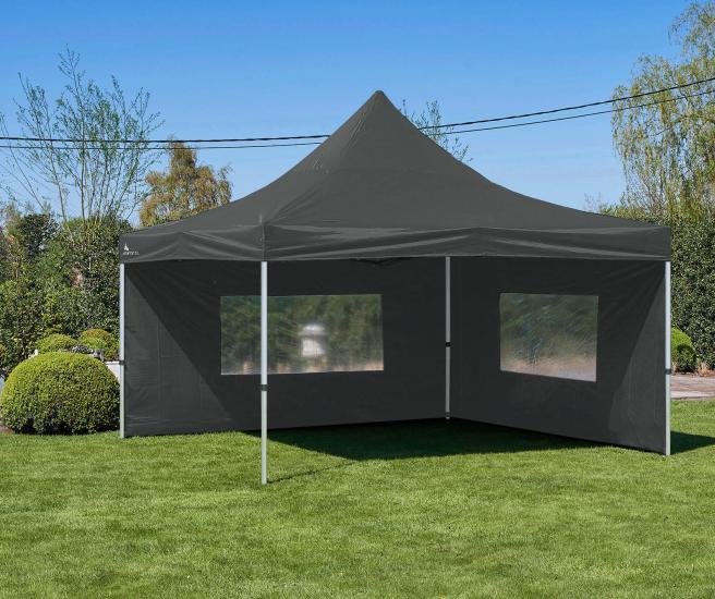 4x4 Vouwtent Antraciet Premium AluHex - zwart met zijwanden