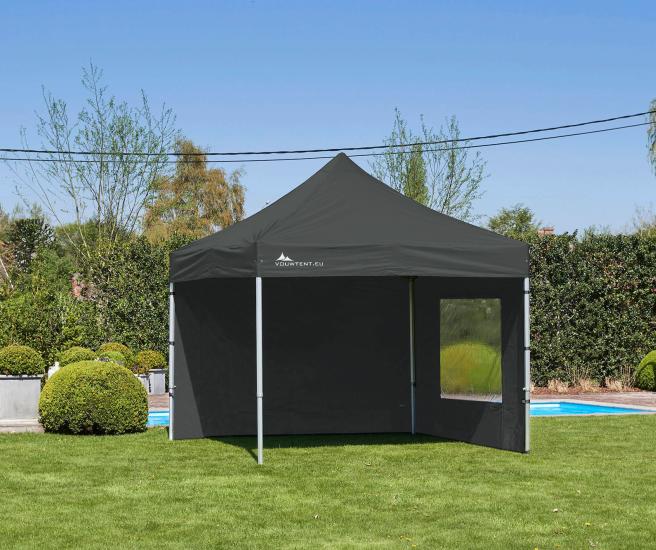 3 x 3 m -  Antraciet vouwtent AluHexPro met zijwanden