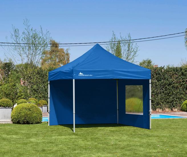 3 x 3 m -  blauw vouwtent AluHexPro met zijwanden