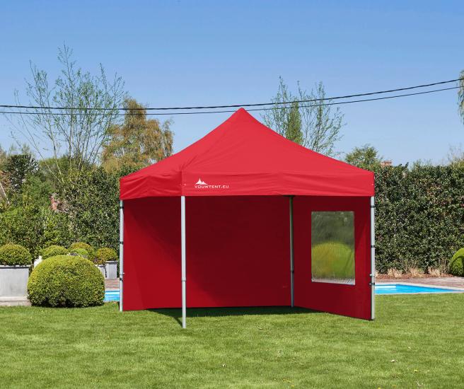 3 x 3 m -  rood vouwtent AluHexPro met zijwanden