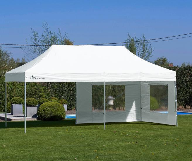 3 x 6 m - wit vouwtent AluHexPro met zijwanden