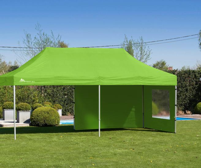 3 x 6 m - groen vouwtent AluHexPro met zijwanden
