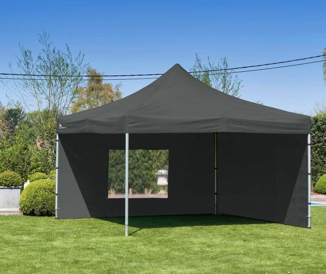 4 x 4 m Antraciet vouwtent AluHexPro met zijwanden