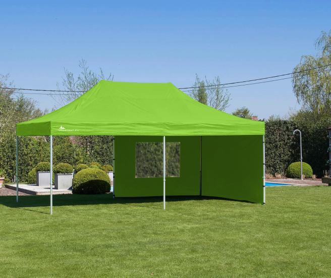 4x6m vouwtent AluHexPro groen met zijwanden