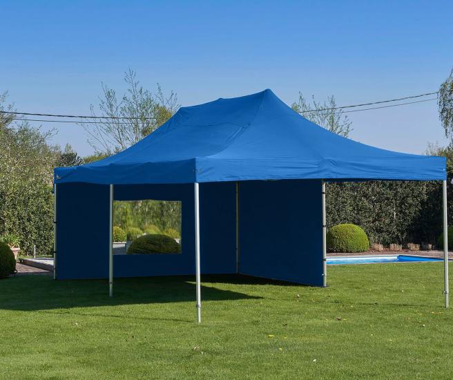 4 x 8 m -  blauw vouwtent AluHexPro met zijwanden