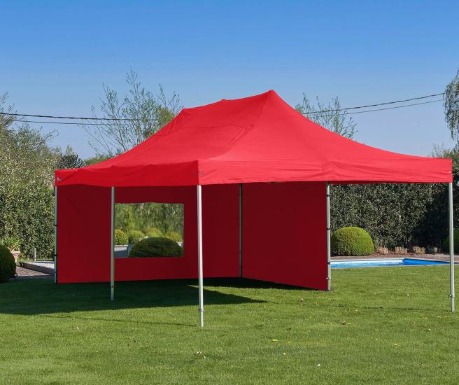 4 x 8 m -  rood vouwtent AluHexPro met zijwanden