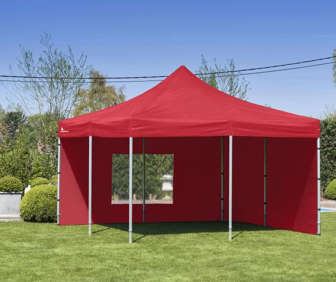 5x5 Vouwtent AluHexPRO - rood met wanden