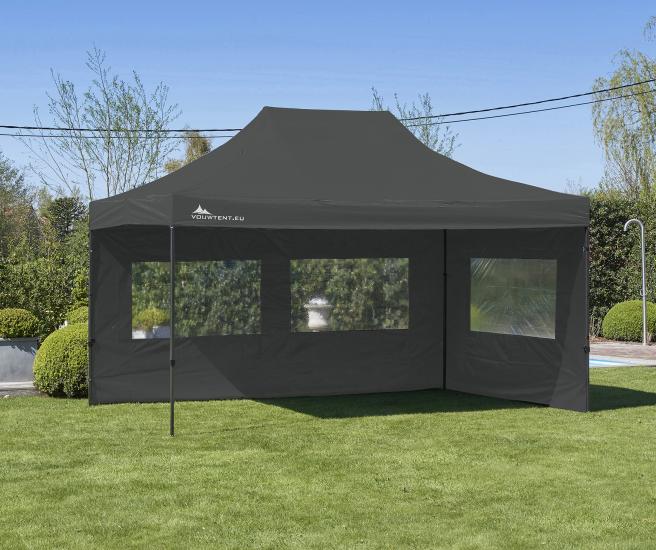 3 x 4,5 m - Antraciet vouwtent Premium met zijwanden