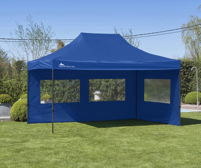3 x 4,5 m - blauw vouwtent Premium met zijwanden
