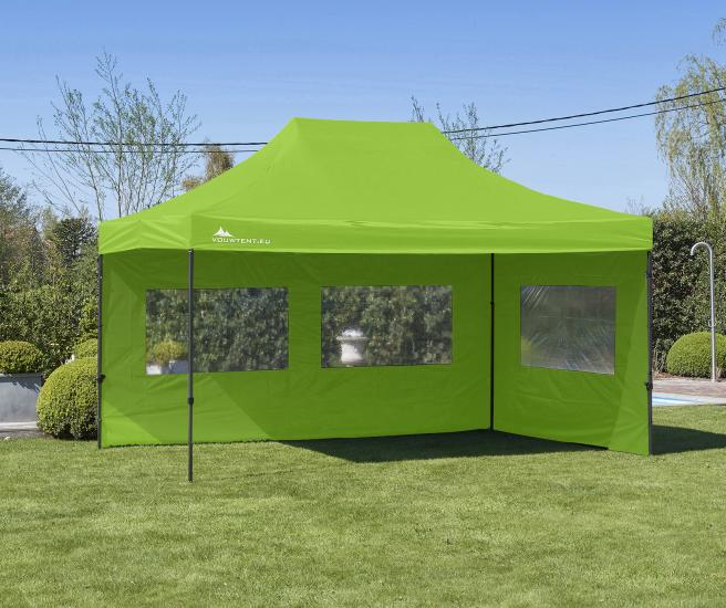 3 x 4,5 m - groen vouwtent Premium met zijwanden
