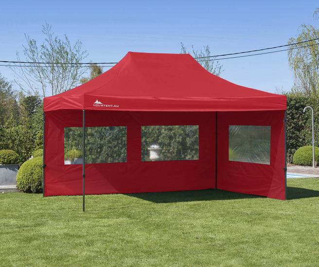 3 x 4,5 m - rood vouwtent Premium met zijwanden