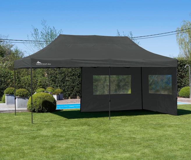 3 x 6 m - Antraciet vouwtent Premium met zijwanden