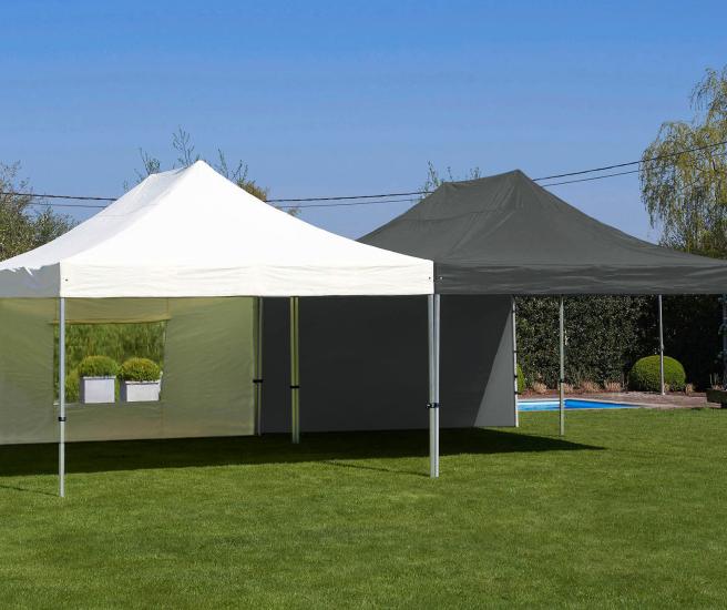 4 x 6 m -  Antraciet vouwtent Premium AluHex gekoppeld